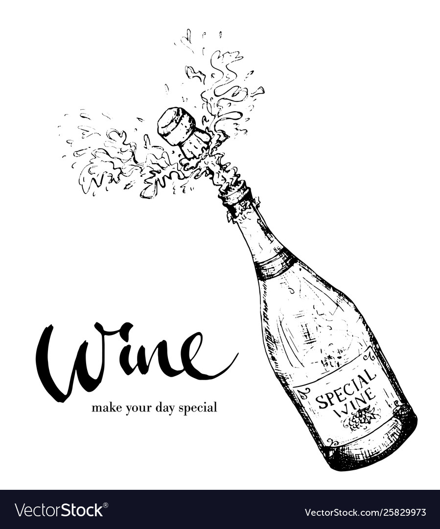 Splashing bottle wine Royalty Free Vector Image