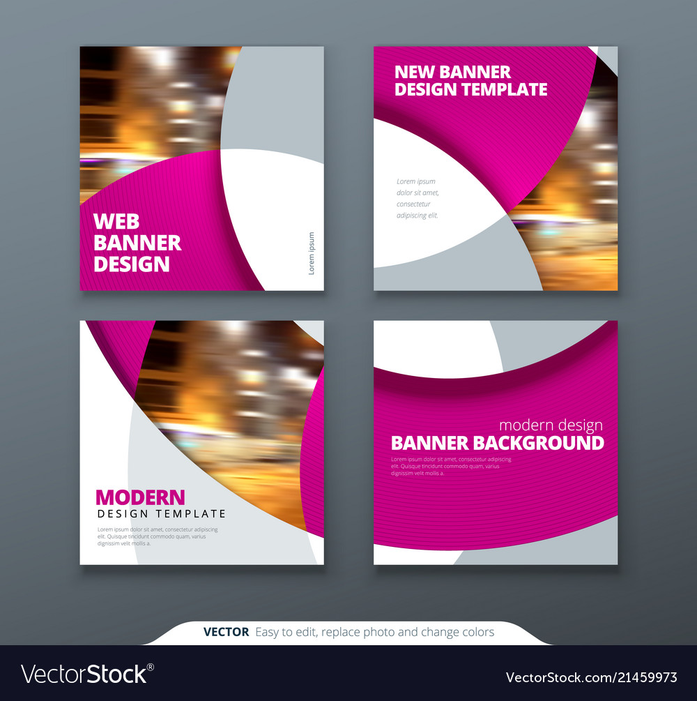 Square Banner Templtes With Circles And Shapes For