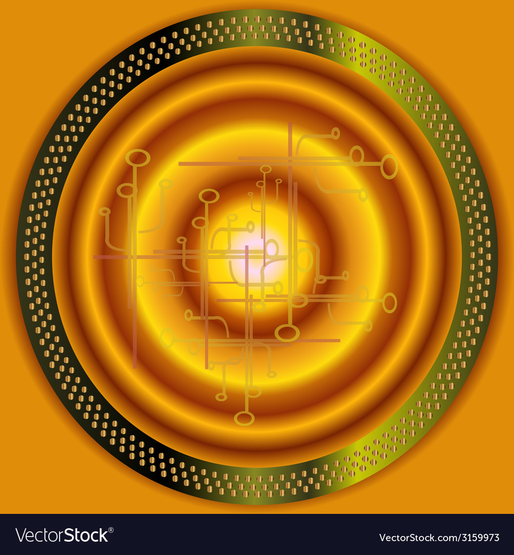 Technical abstract golden circle background Vector Image