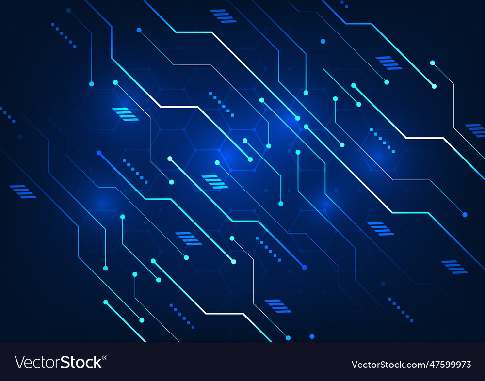 Technology circuit board background with elements Vector Image Technology circuit board background with elements