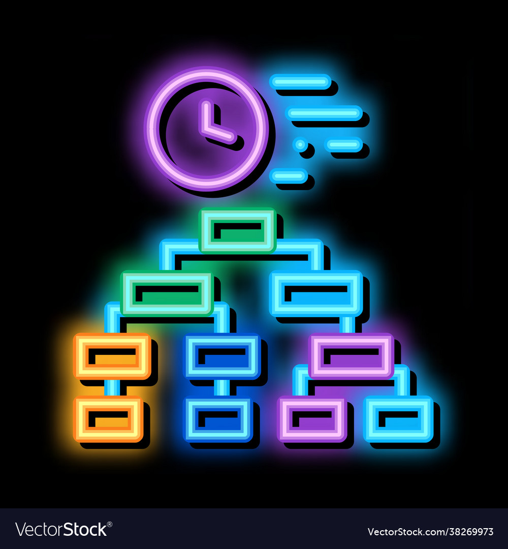 Time algorithm neon glow icon vector image Time algorithm neon glow icon