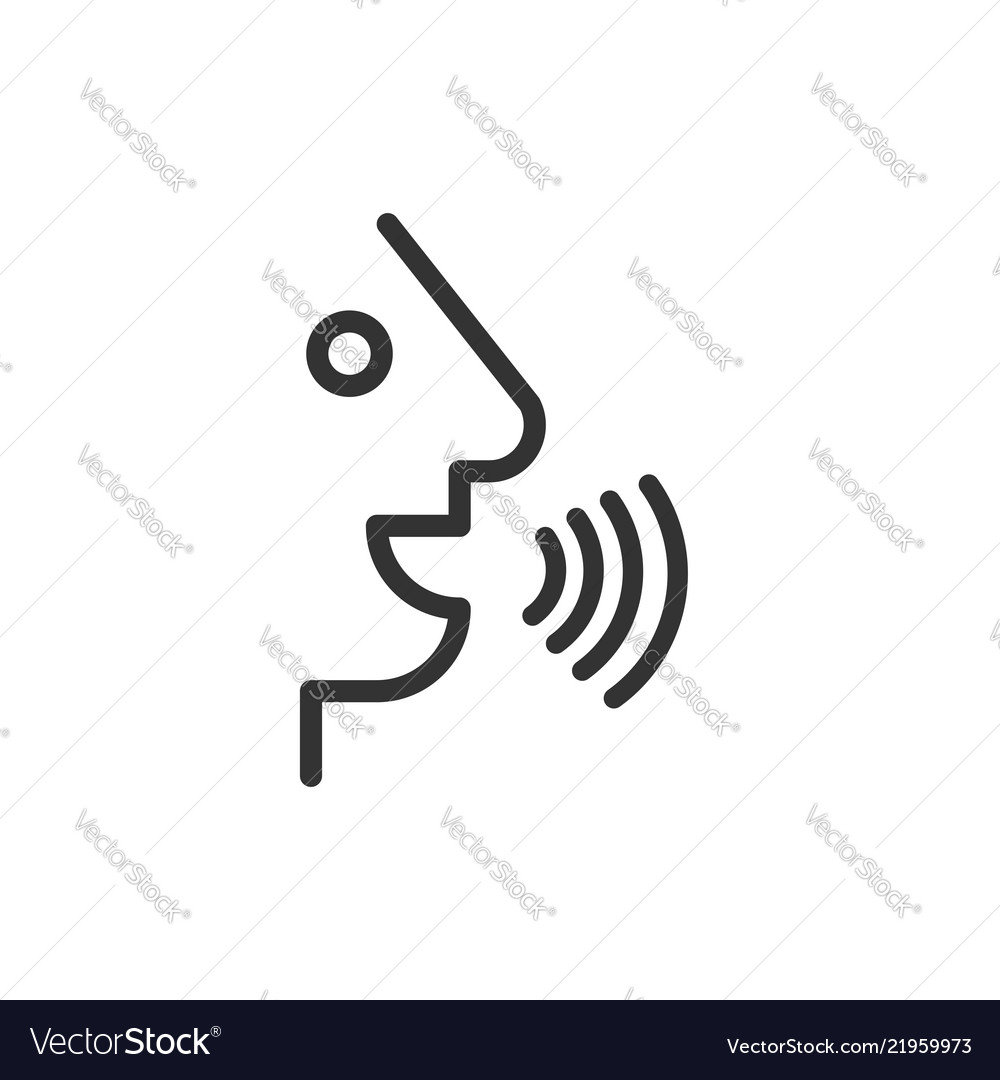 Voice command with sound waves icon in flat style Vector Image