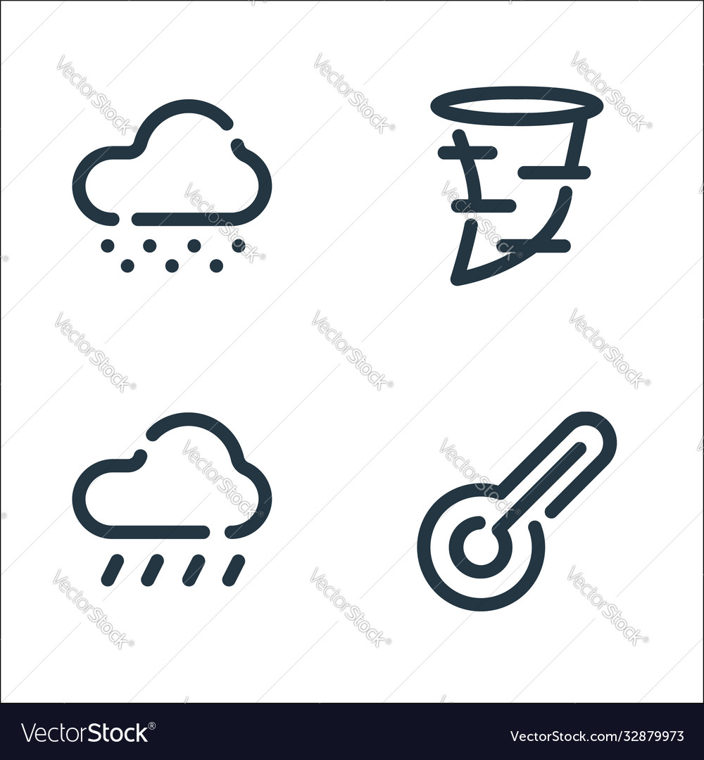 Weather line icons linear set quality vector image Weather line icons linear set quality