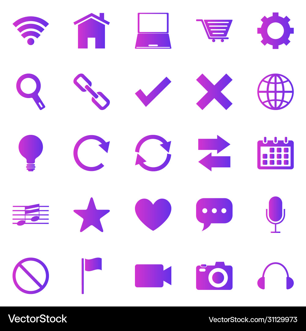 Web gradient icons on white background Royalty Free Vector