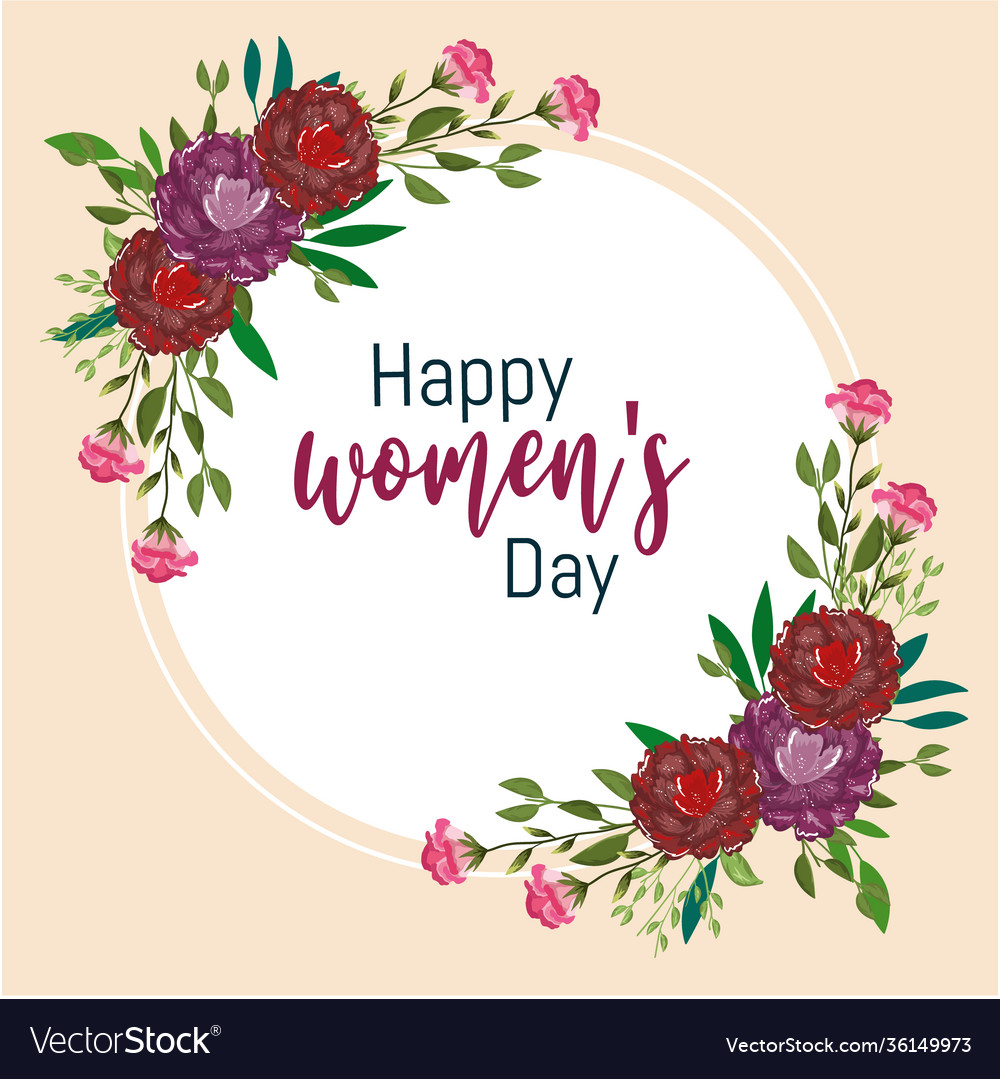 Womens day lettering and flowers natural floral Vector Image