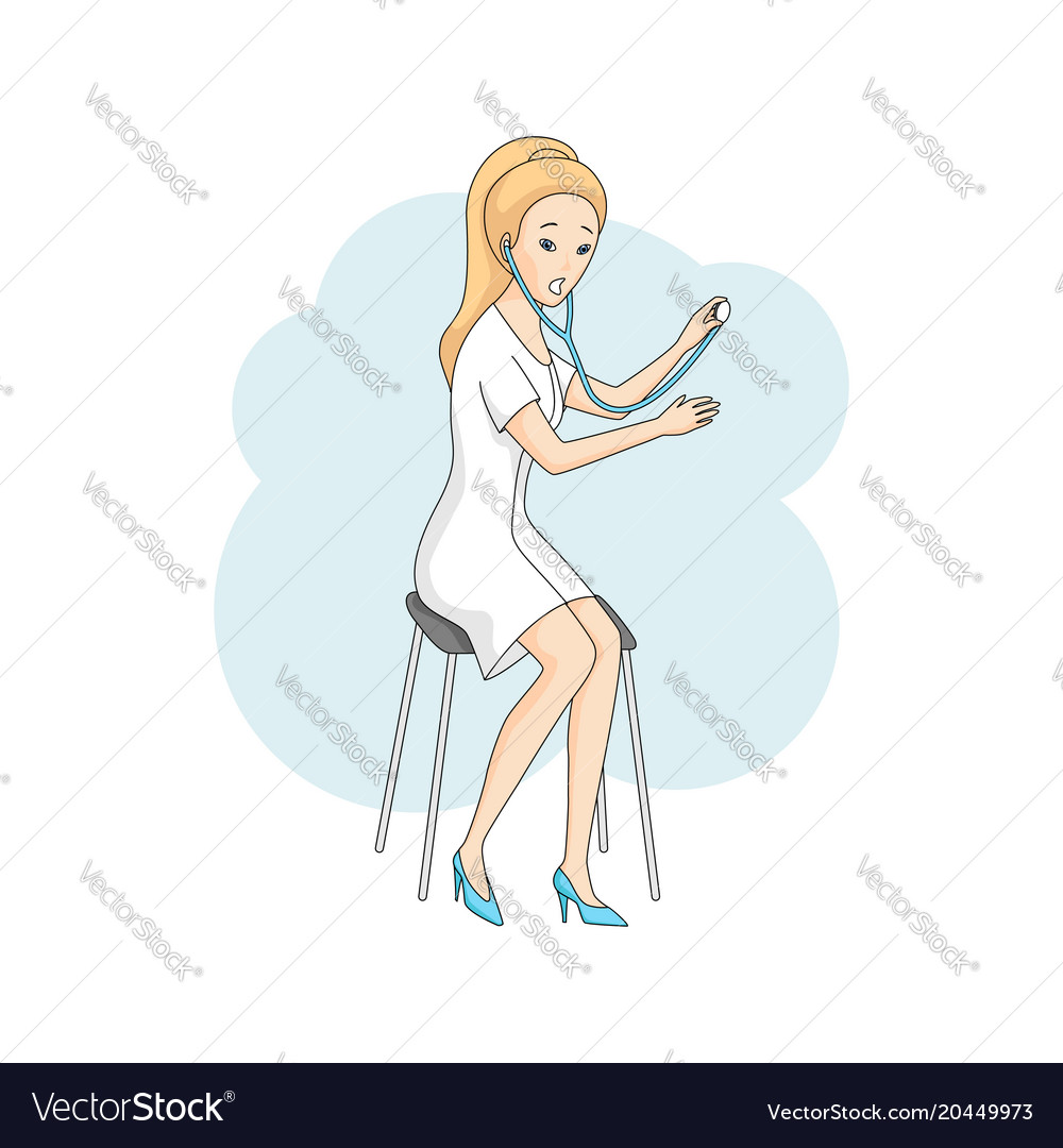 Young female doctor sits and listens