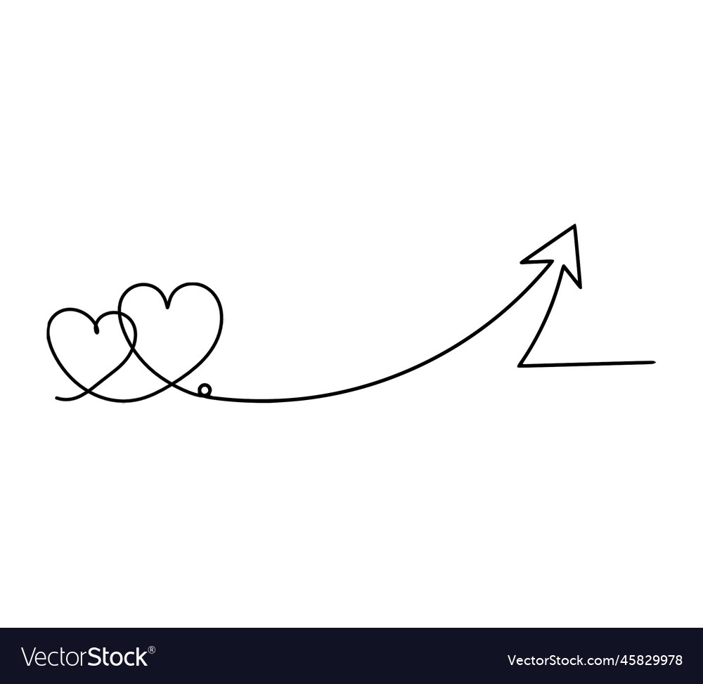 Abstract heart with direction as continuous line