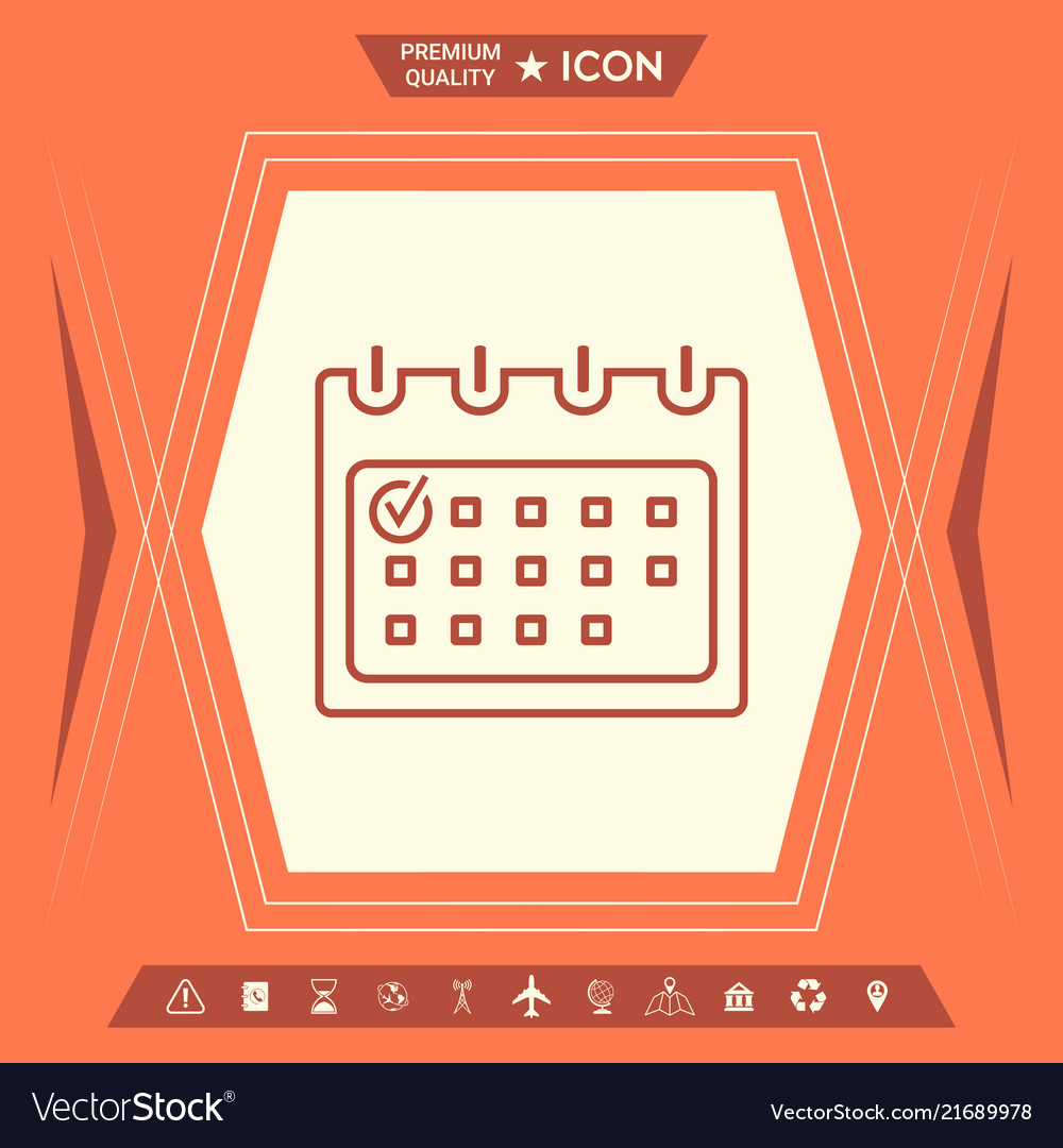Calendar with check mark- line icon vector image Calendar with check mark- line icon