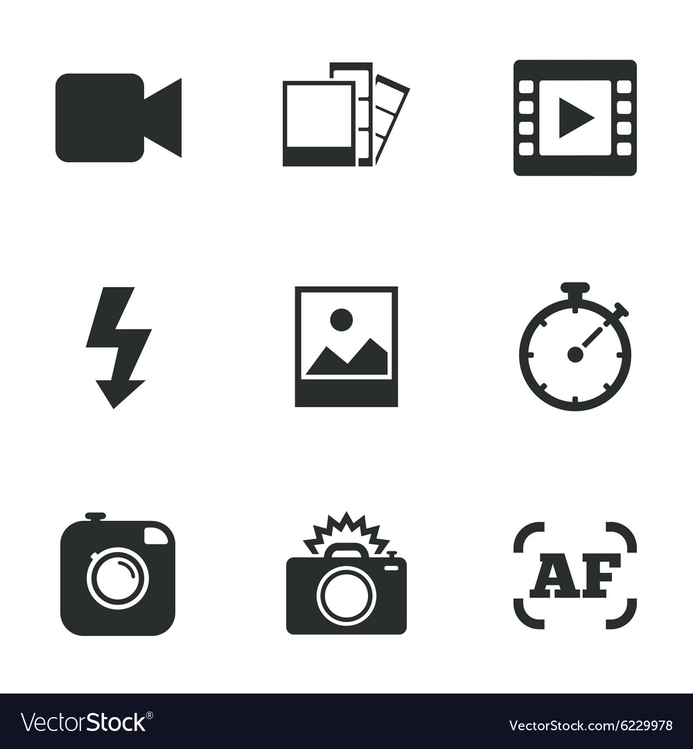 Camera & Photo Icons - Flash, Timer, Frame