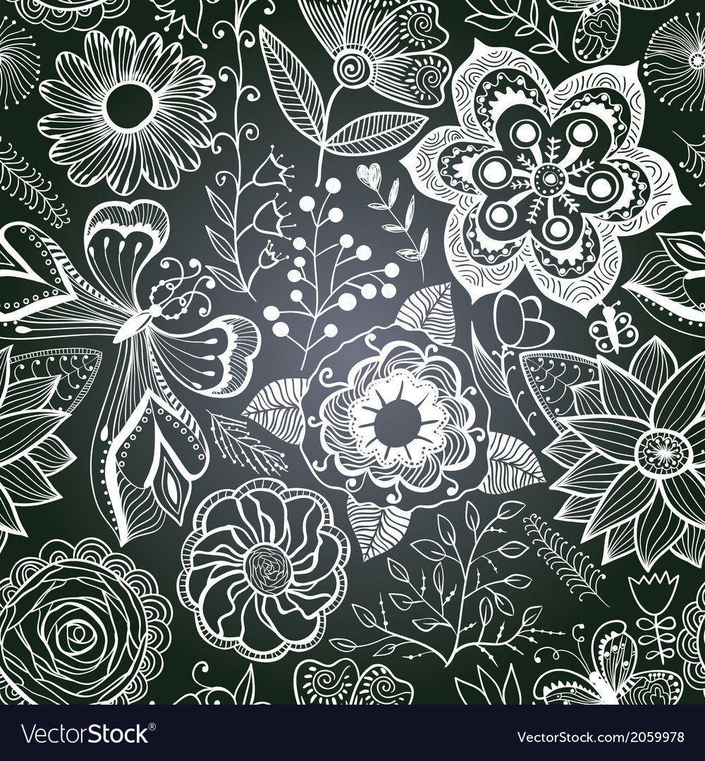 Chalkboard seamless floral pattern copy
