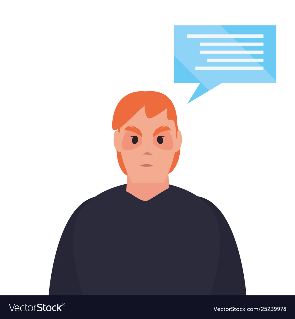 Hacker man character speech bubble