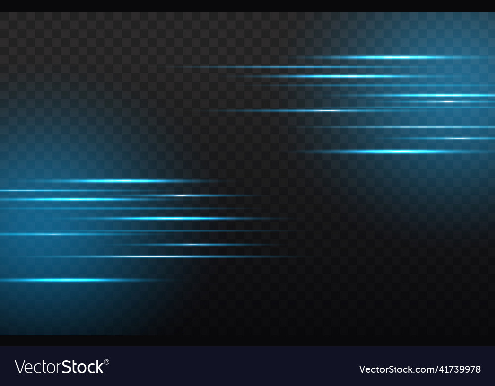 Horizontal light rays glow speed line flash blue Vector Image