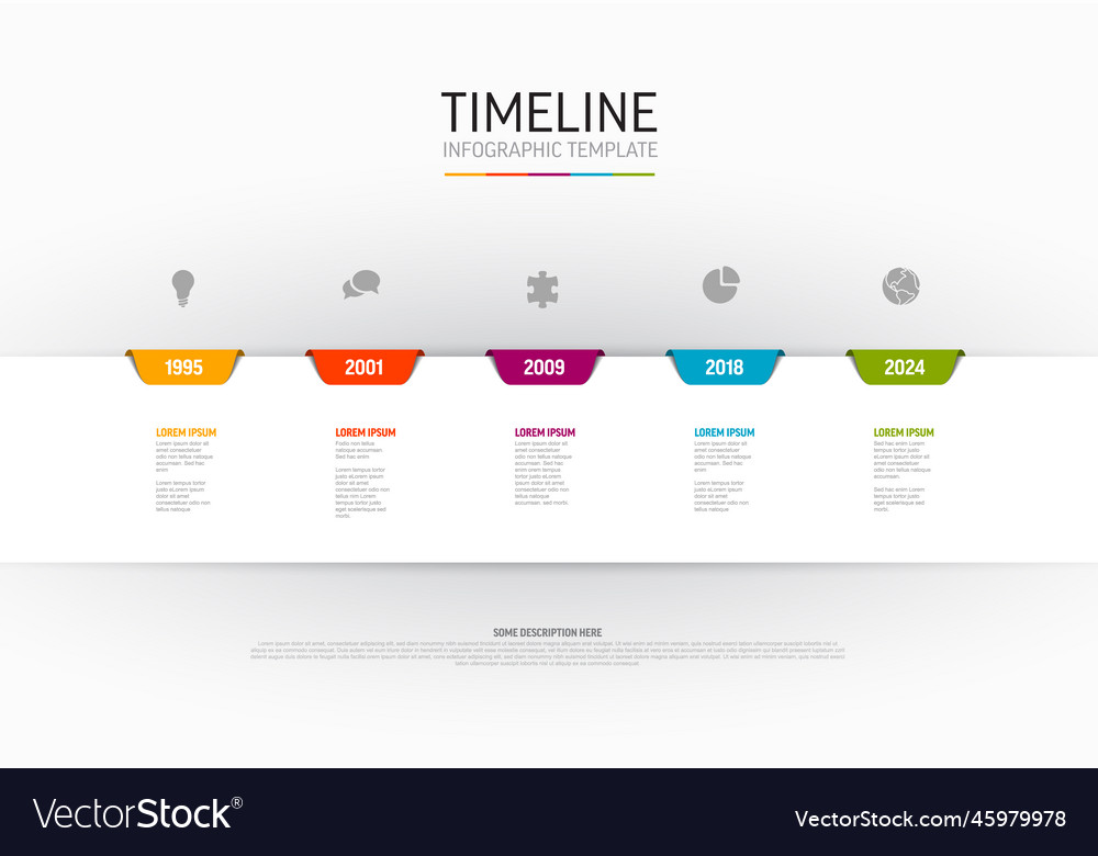 Light timeline template with colorful tabs icons