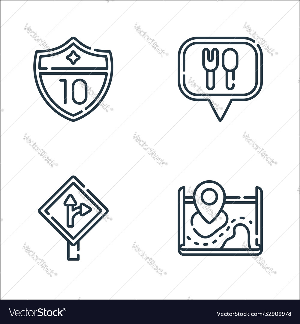 Navigation and maps line icons linear set quality vector image Navigation and maps line icons linear set quality