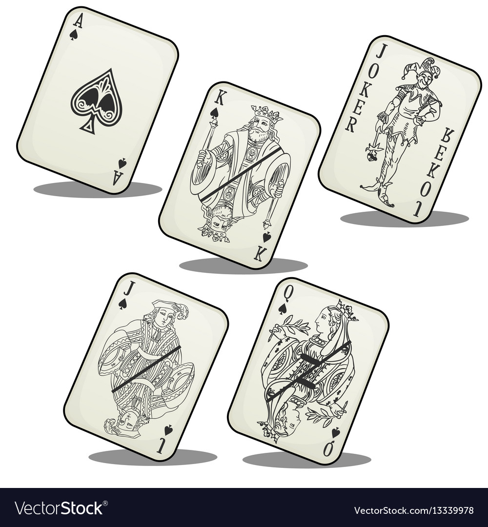 A set of three playing cards showing a Jack, Queen and King. All