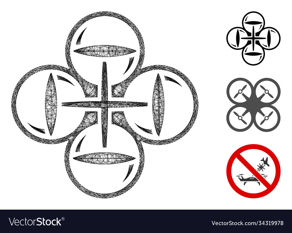 Quadcopter flight polygonal web mesh vector image Quadcopter flight polygonal web mesh