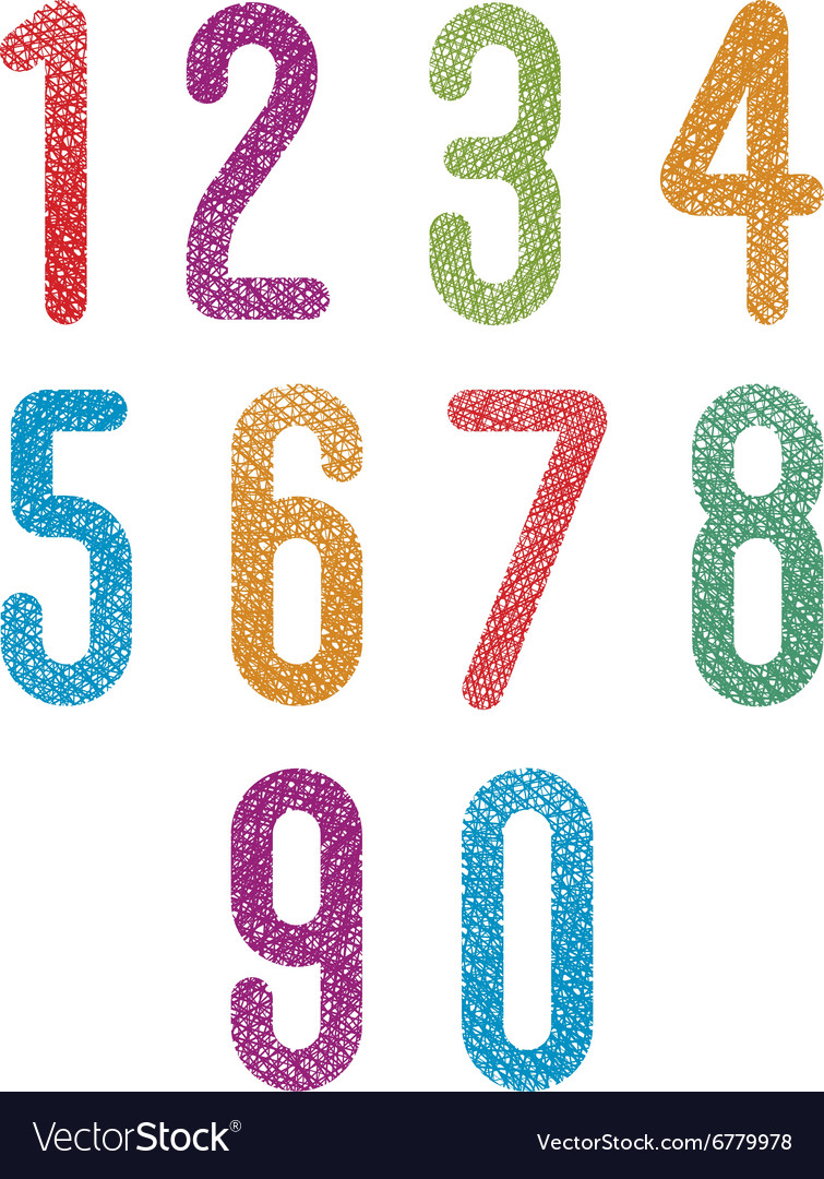 Retro style geometric rounded numbers set Vector Image