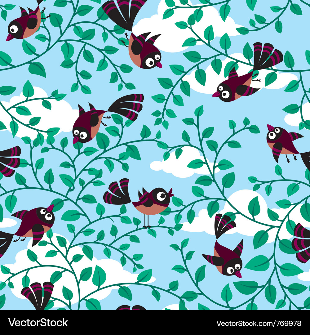 Seamless pattern with cute birds Royalty Free Vector Image