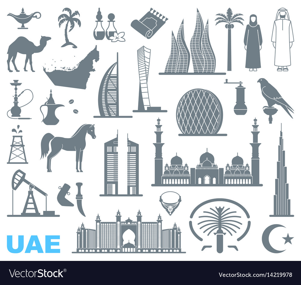 Set of icons united arab emirates Royalty Free Vector Image