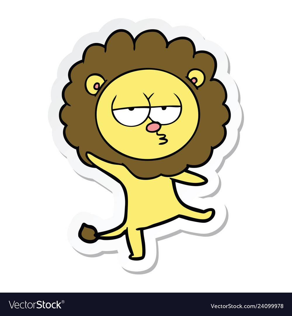 Sticker of a cartoon dancing lion Royalty Free Vector Image