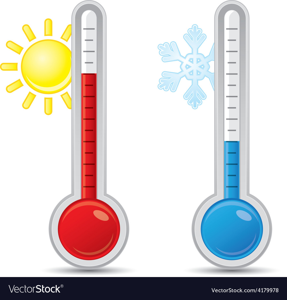 Thermometer with Heat and Cold Icons