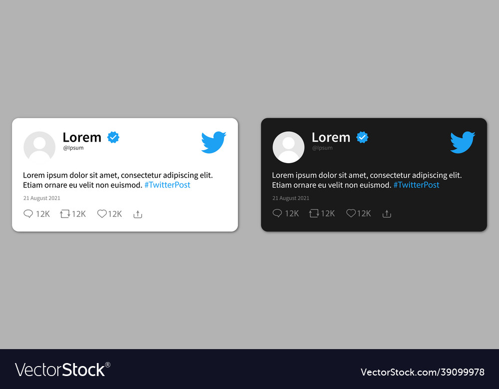 Twitter post template Royalty Free Vector Image