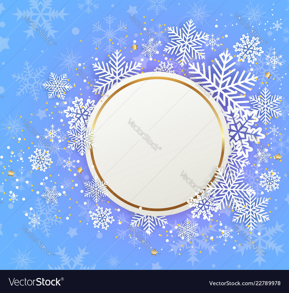 White snowflakes on a blue background