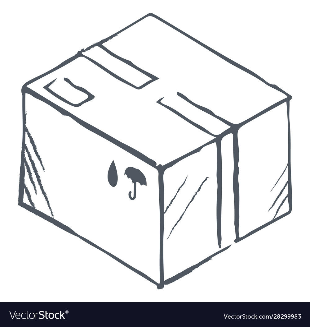 Carton package with fragile sign delivery box vector image Carton package with fragile sign delivery box