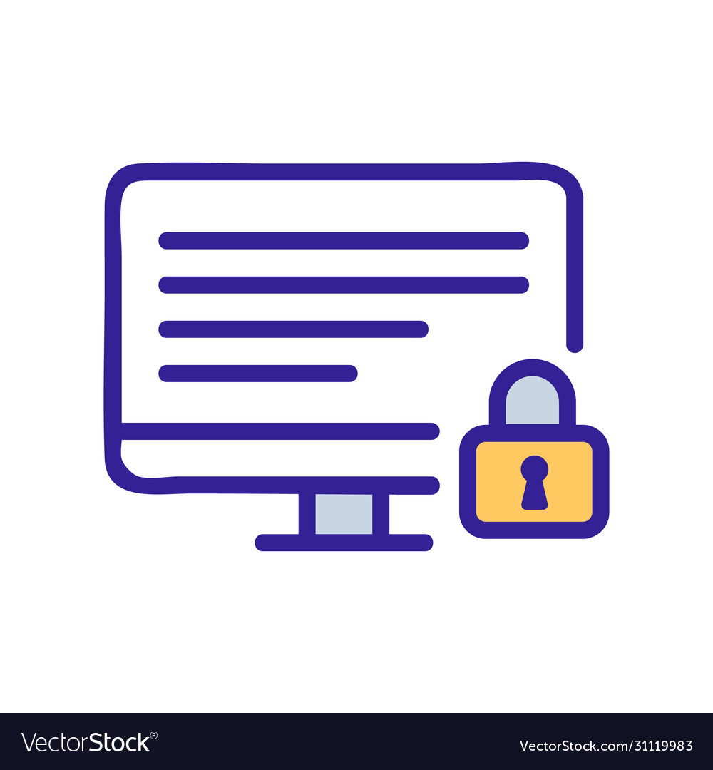 Computer data protection icon outline