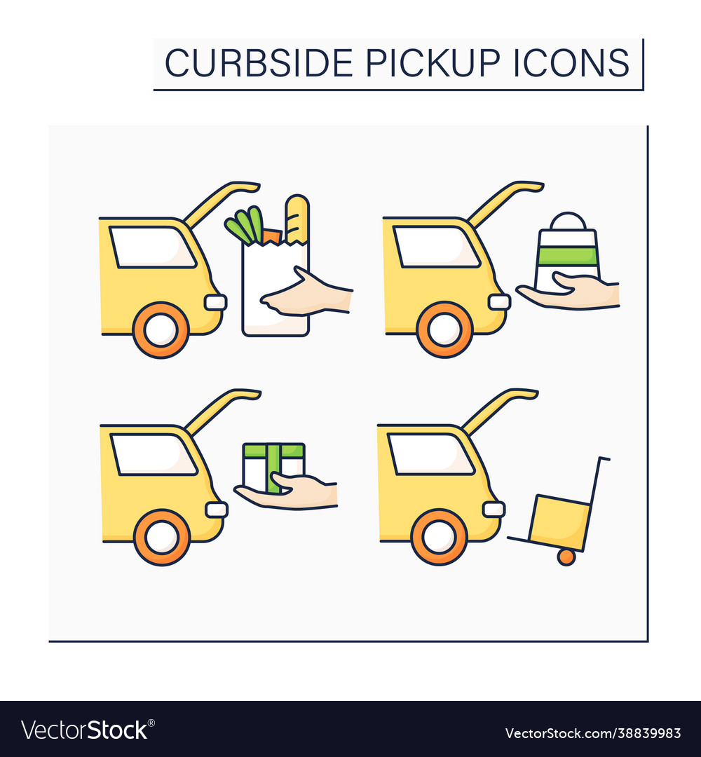 Curbside Pickup Color Icons Set Royalty Free Vector Image