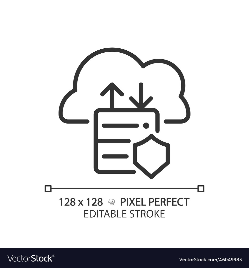 Data migration to cloud pixel perfect linear icon vector image Data migration to cloud pixel perfect linear icon