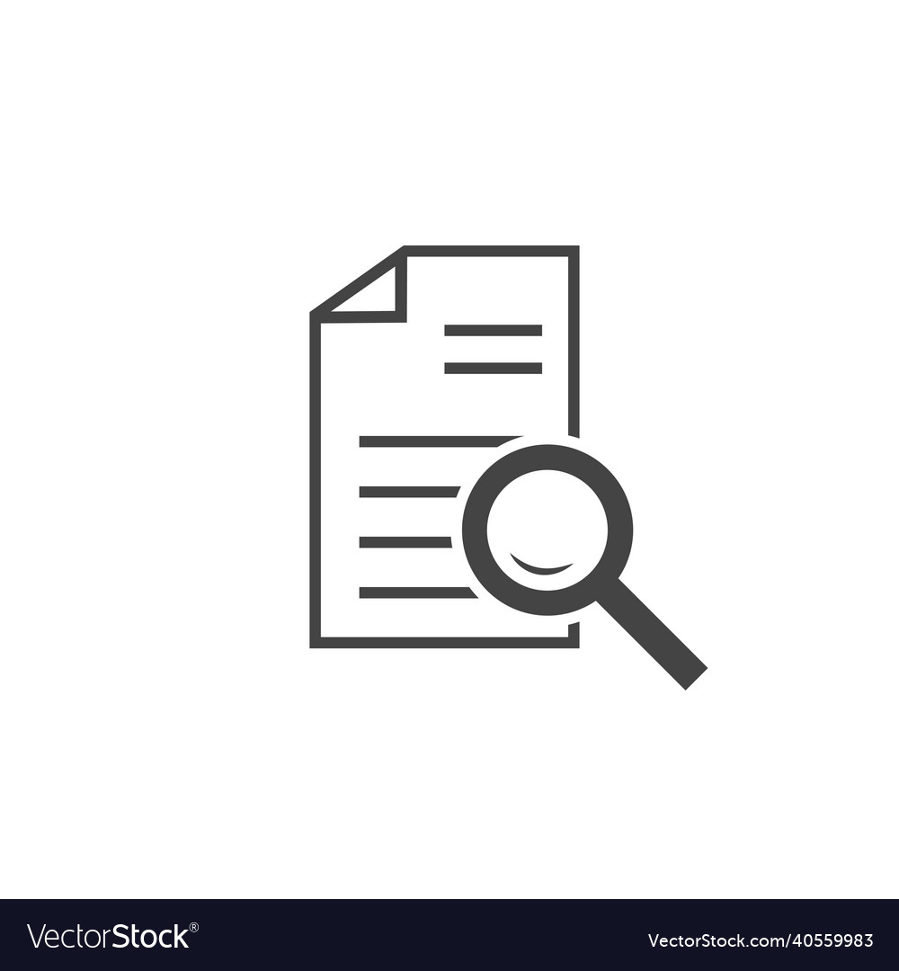 Document icon and magnifier file search vector image Document icon and magnifier file search