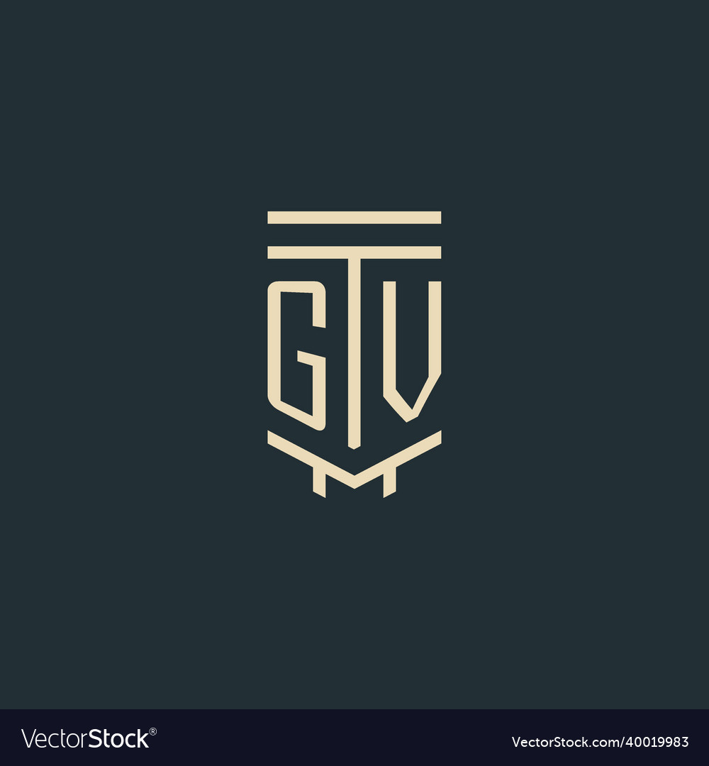 Gv initial monogram with simple line art pillar