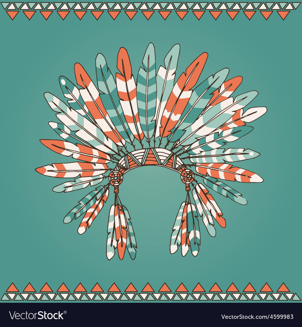 Hand Drawn Native American Indian Chief Headdress Vector Image