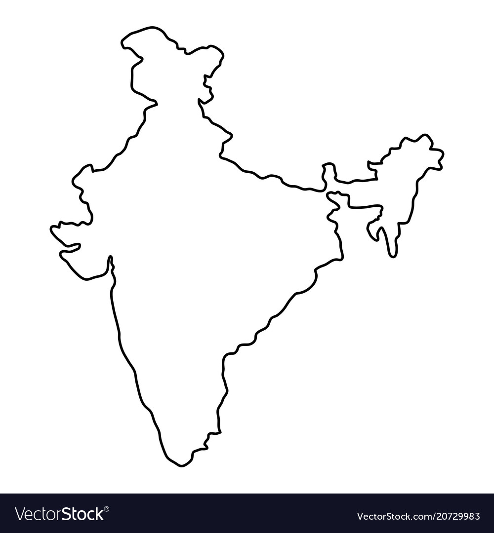 India Map Black And White India map of black contour curves of Royalty Free Vector