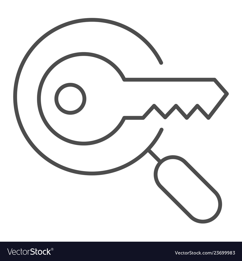 Keyword search thin line icon magnifying glass