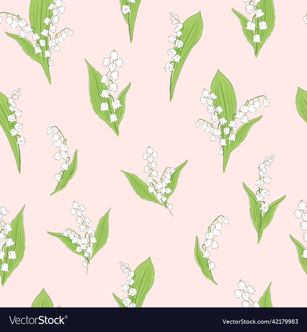 Lilies of the valley flower seamless pattern