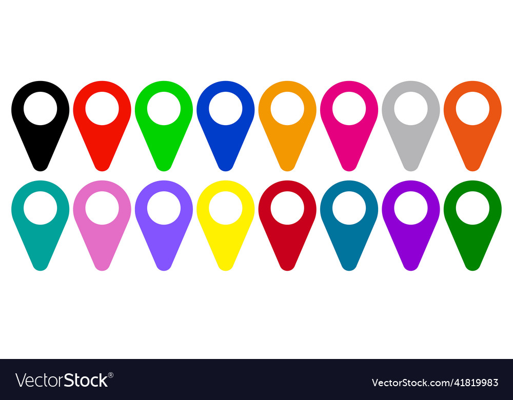 Map pins icon set for maps - colorful Vector Image Map pins icon set for maps - colorful