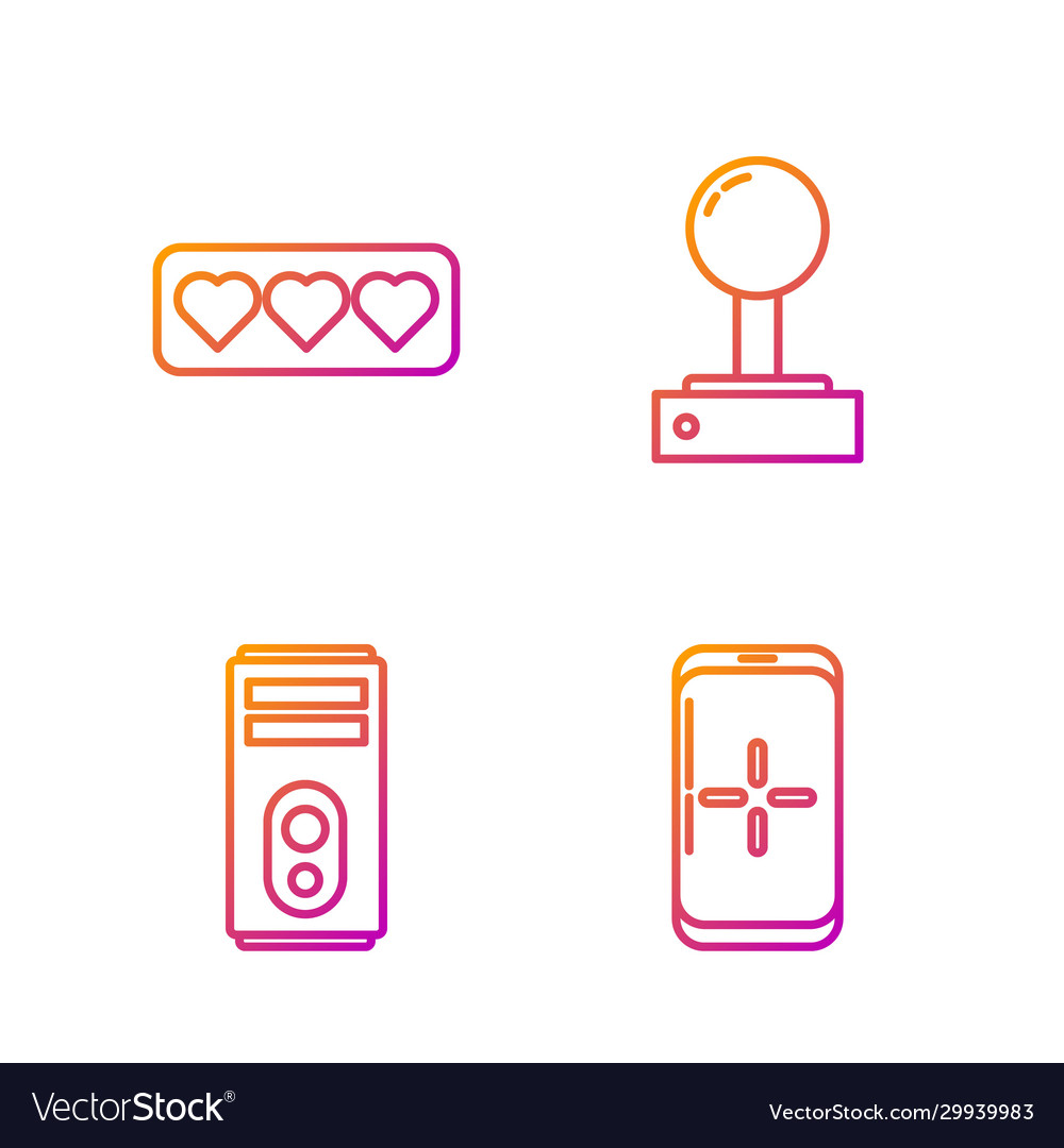 Set line smartphone and playing in game computer vector image Set line smartphone and playing in game computer