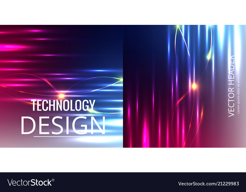 Set of abstract technology web banner
