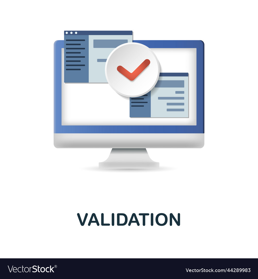 Validation icon 3d from web development vector image Validation icon 3d from web development