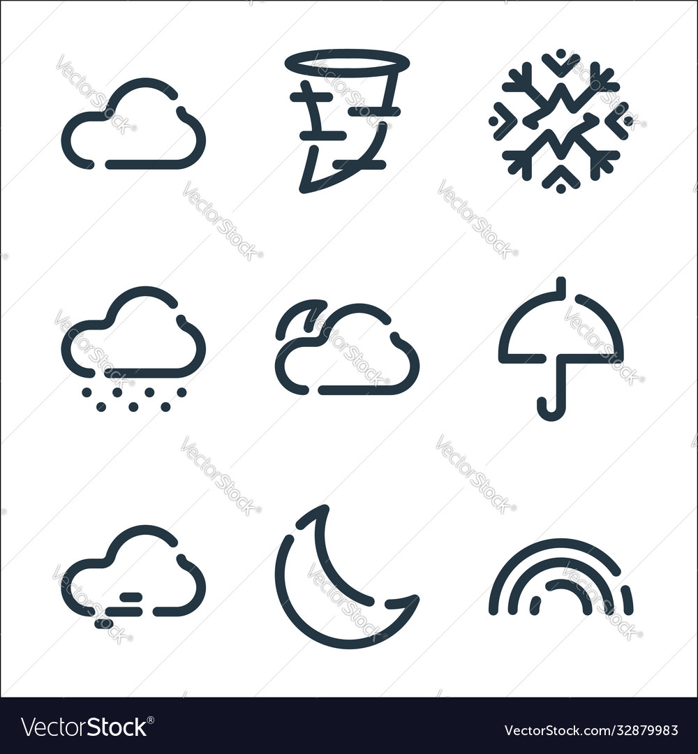 Weather line icons linear set quality