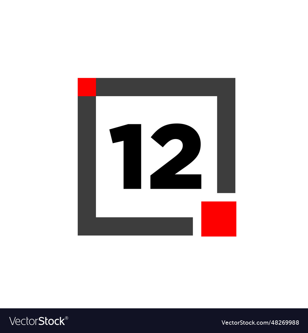 12 number with square box icon monogram
