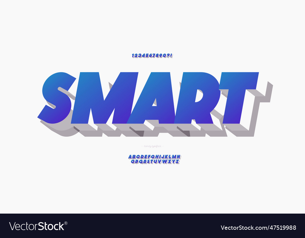 3d bold smart font color style vector image 3d bold smart font color style