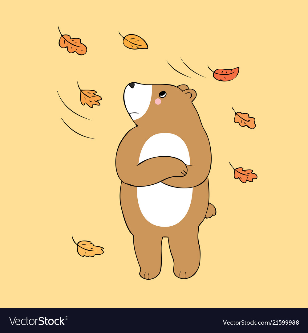 Cartoon cute autumn bear feeling cold Royalty Free Vector Cartoon cute autumn bear feeling cold Royalty Free Vector