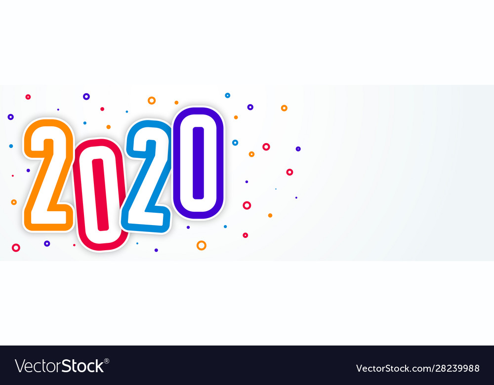 Colorful funky style 2020 happy new year banner