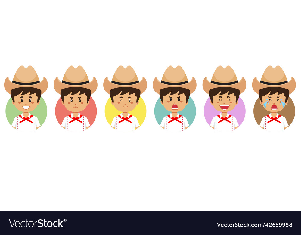 Cuba avatar with various expression Vector Image Cuba avatar with various expression