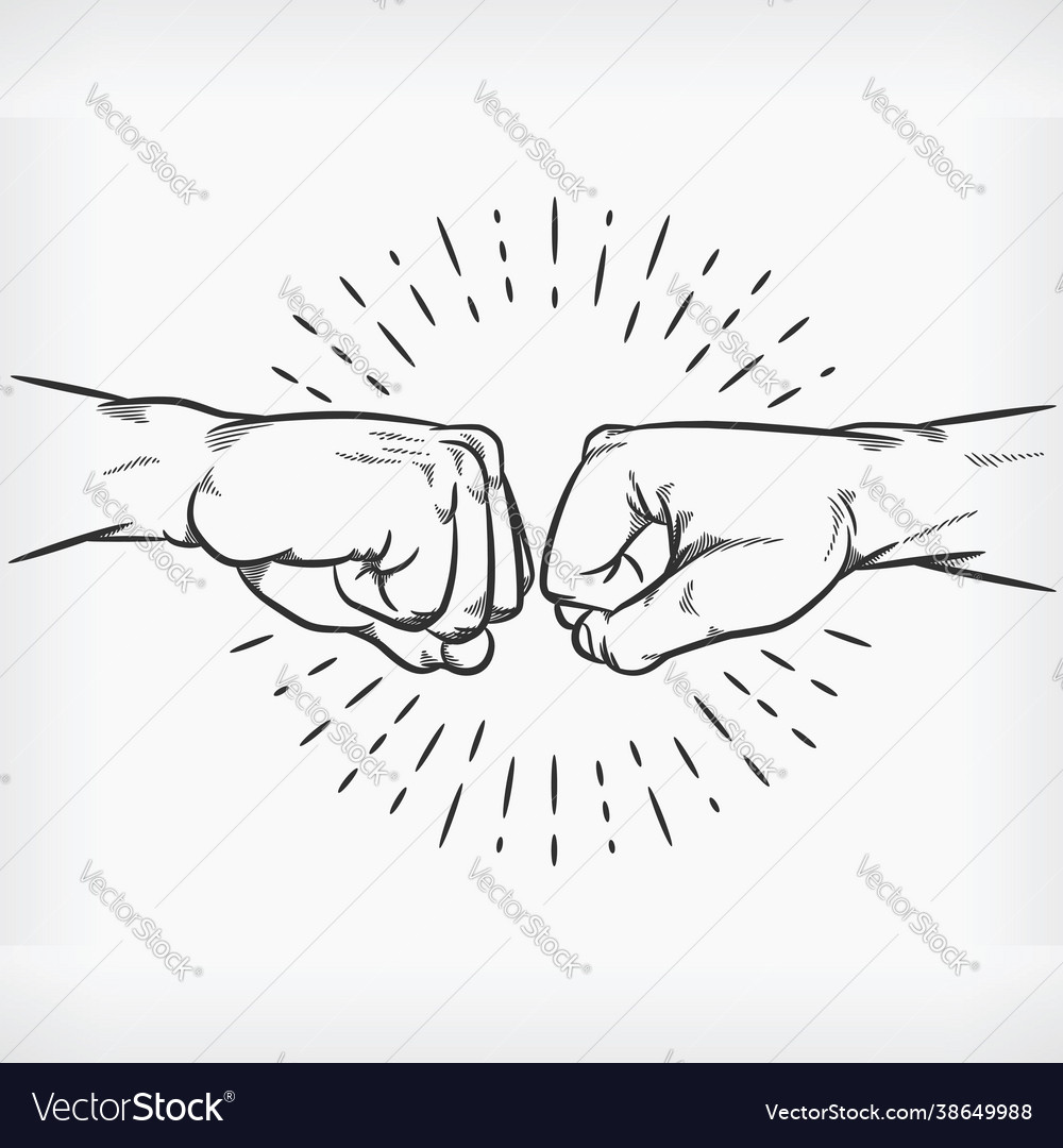 Fist bump doodle knuckle handshake sketch hand Vector Image