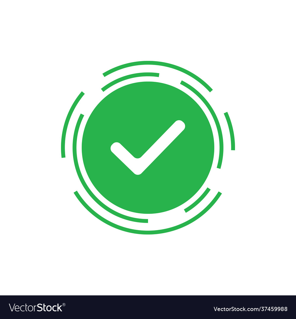 Green check mark icon design on white background Vector Image