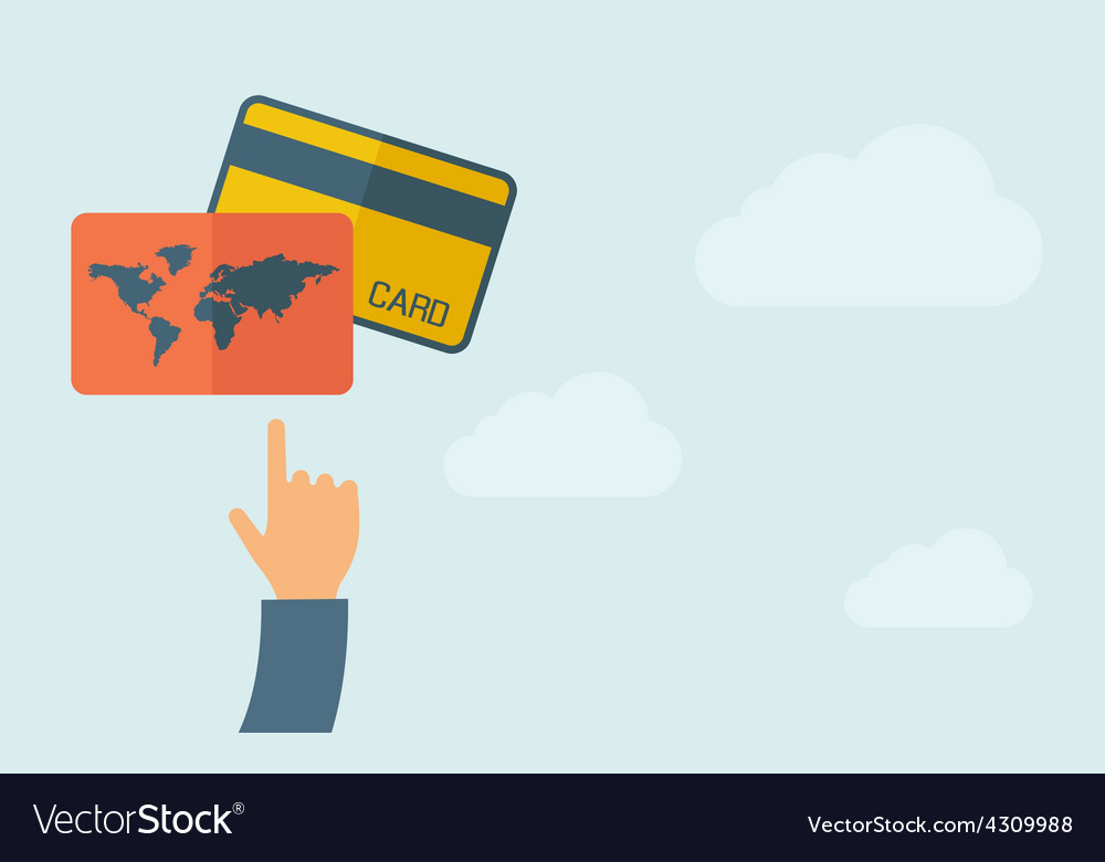 Hand pointing to credit cards